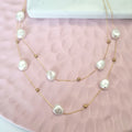 Collar Acero Inoxidable Doble Perlas