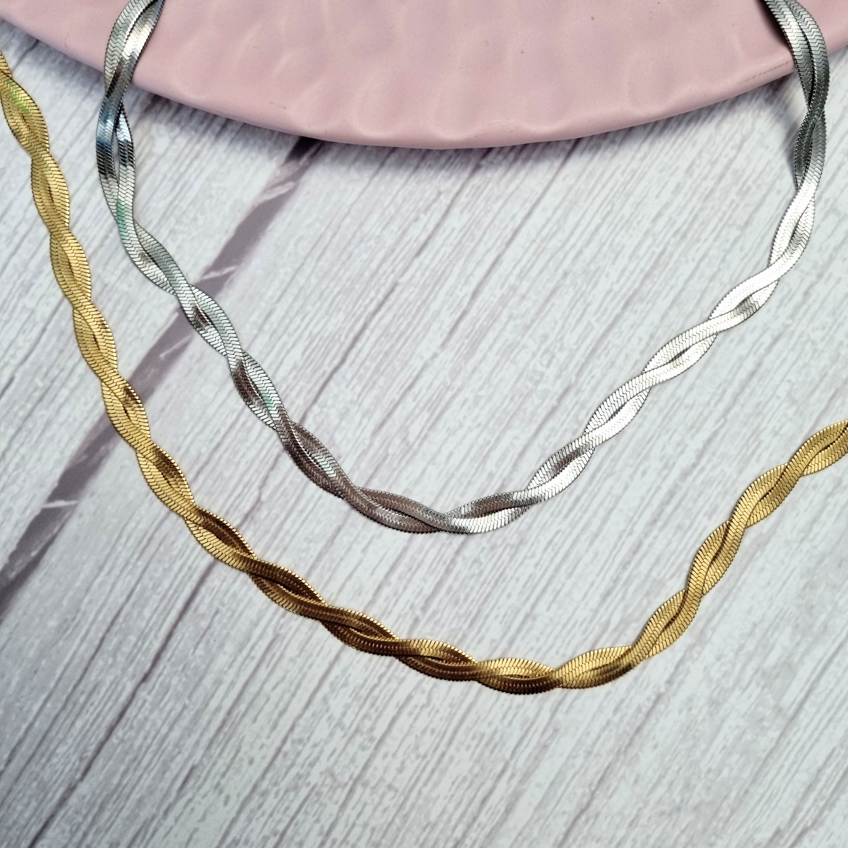 Collar Acero Inoxidable Plano Trenzado