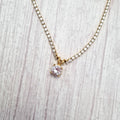 Collar Acero Inoxidable Solitario y Zirc Completa