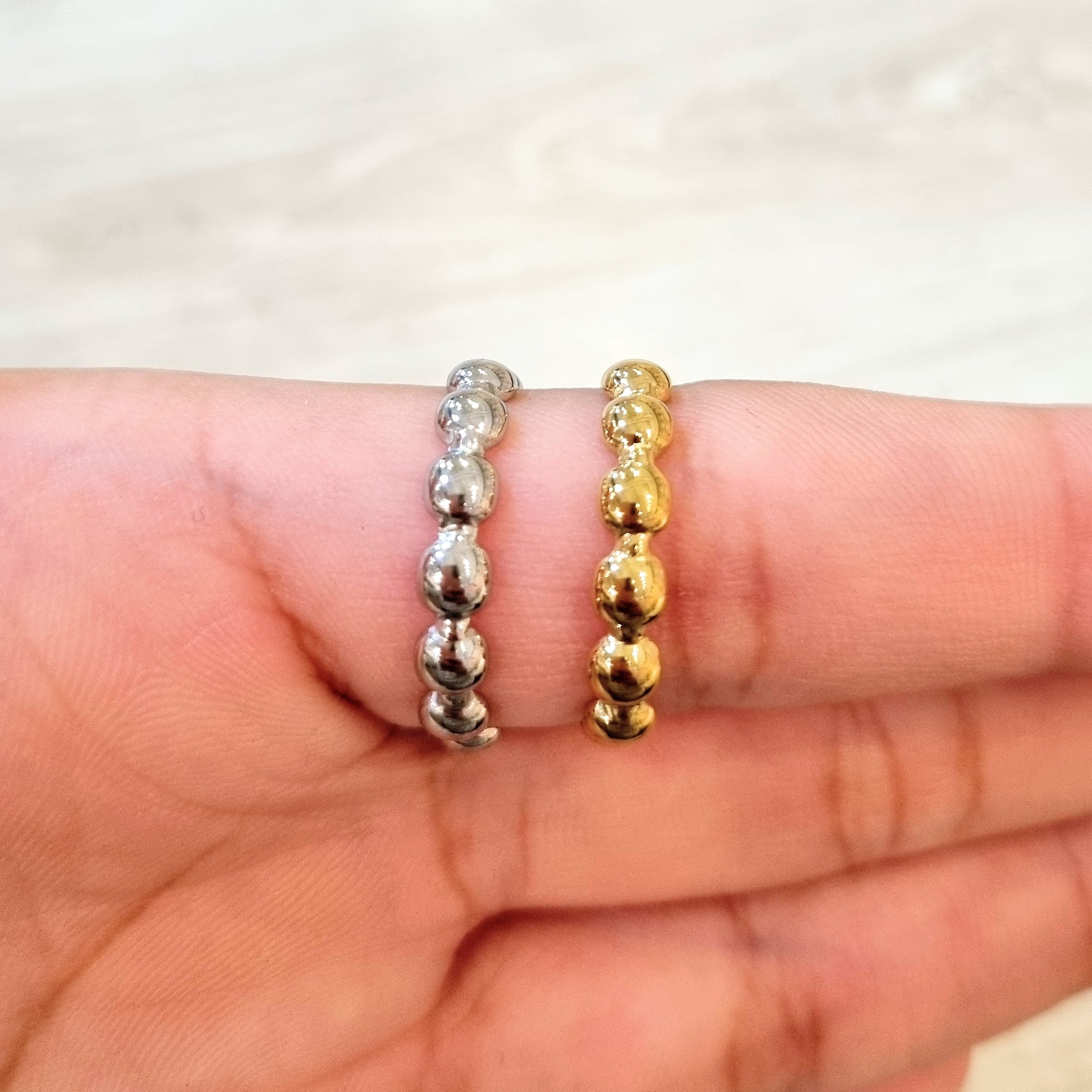 Anillo Acero Inoxidable Bolitas