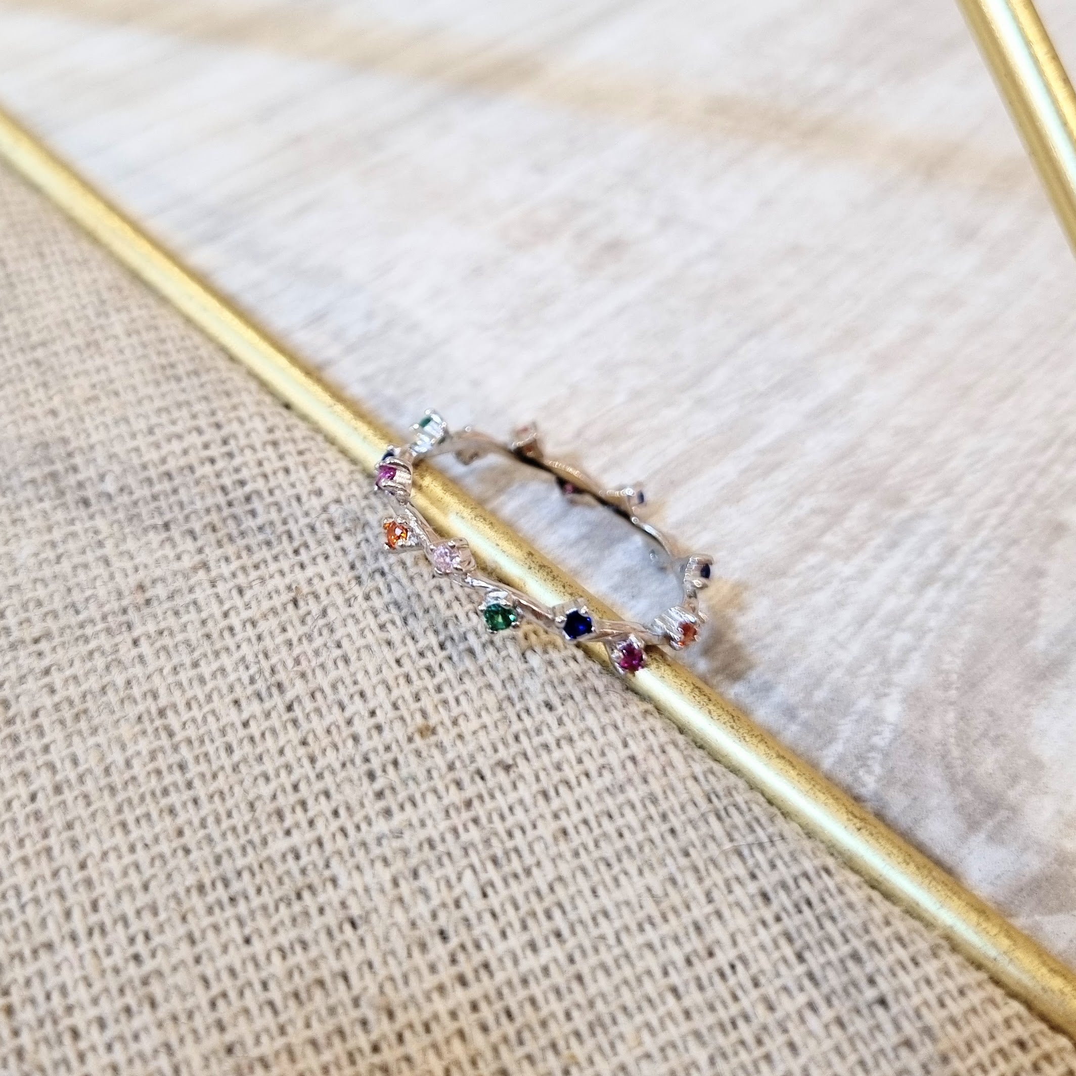 Anillo Plata 925 Puntitos Colores