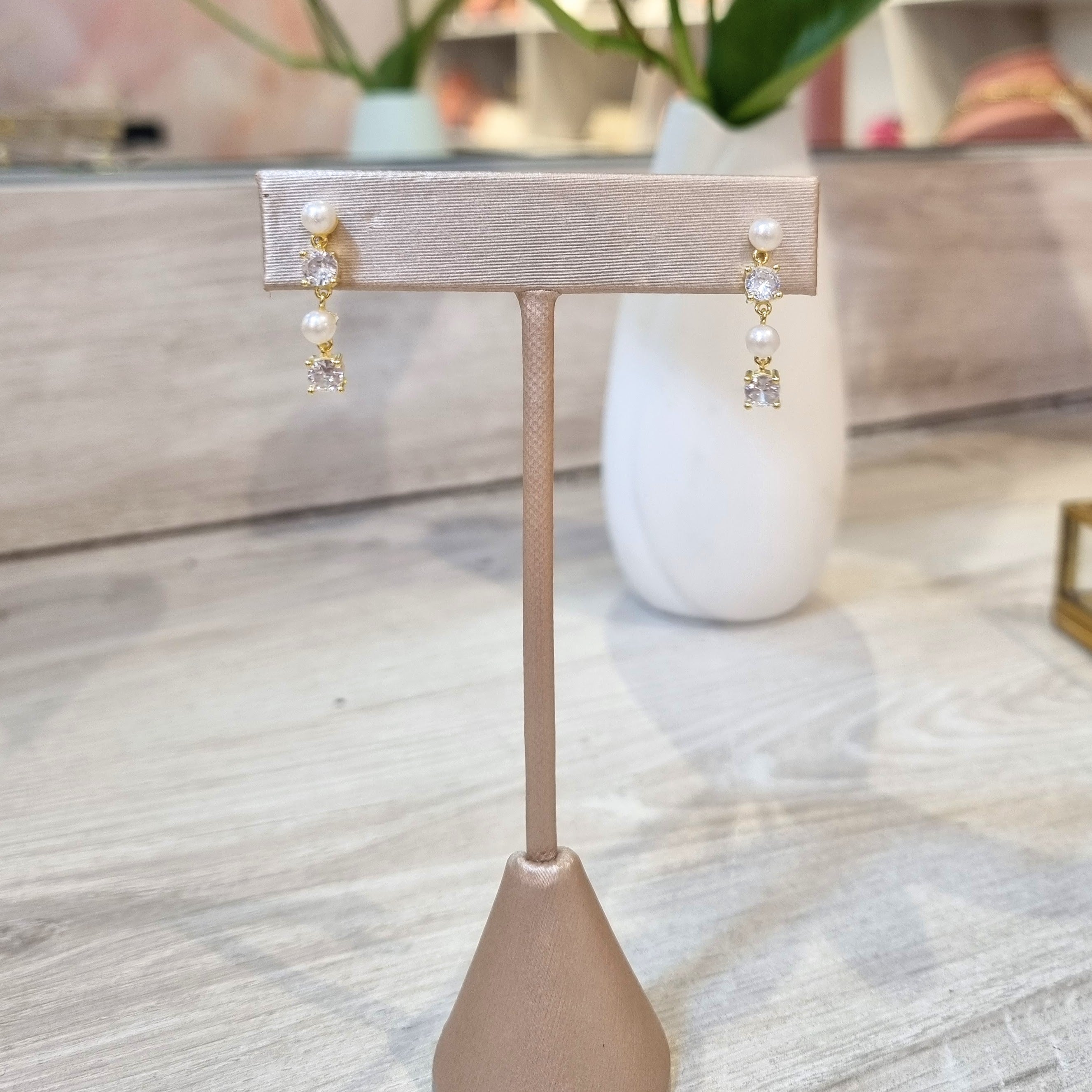 Aretes Plata 925 con Chapa de Oro con Perlas