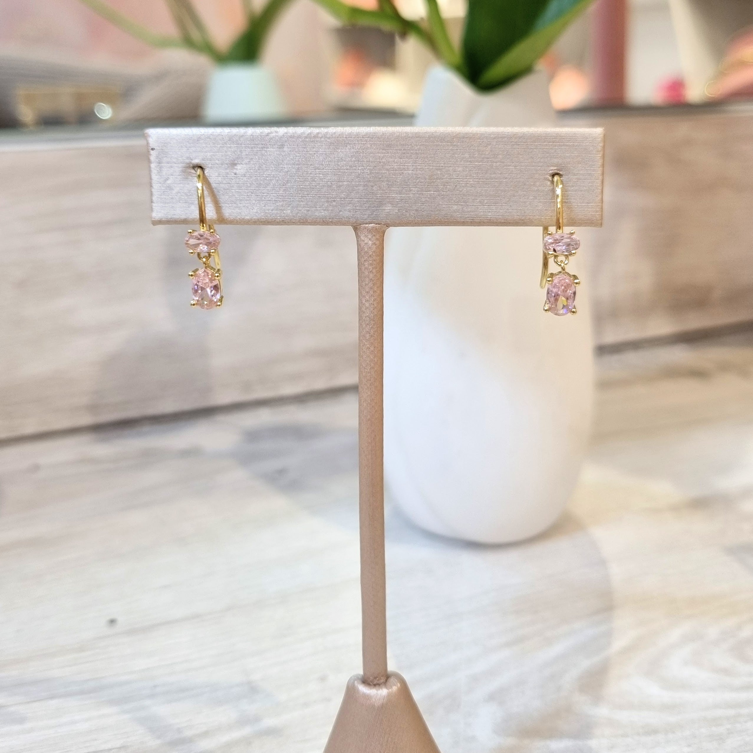 Aretes Plata 925 con Chapa de Oro Rosas Gancho