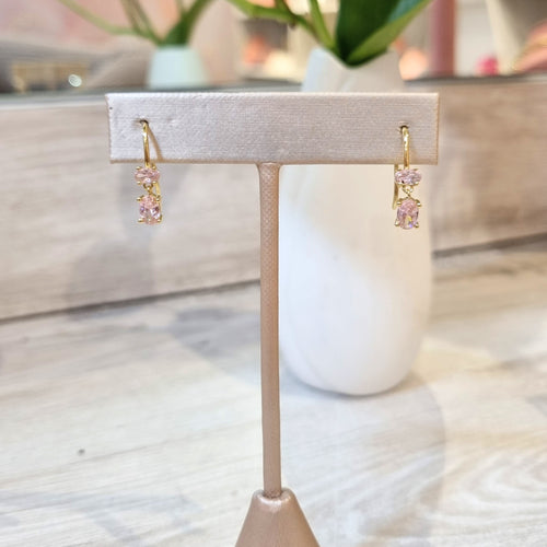 Aretes Plata 925 con Chapa de Oro Rosas Gancho
