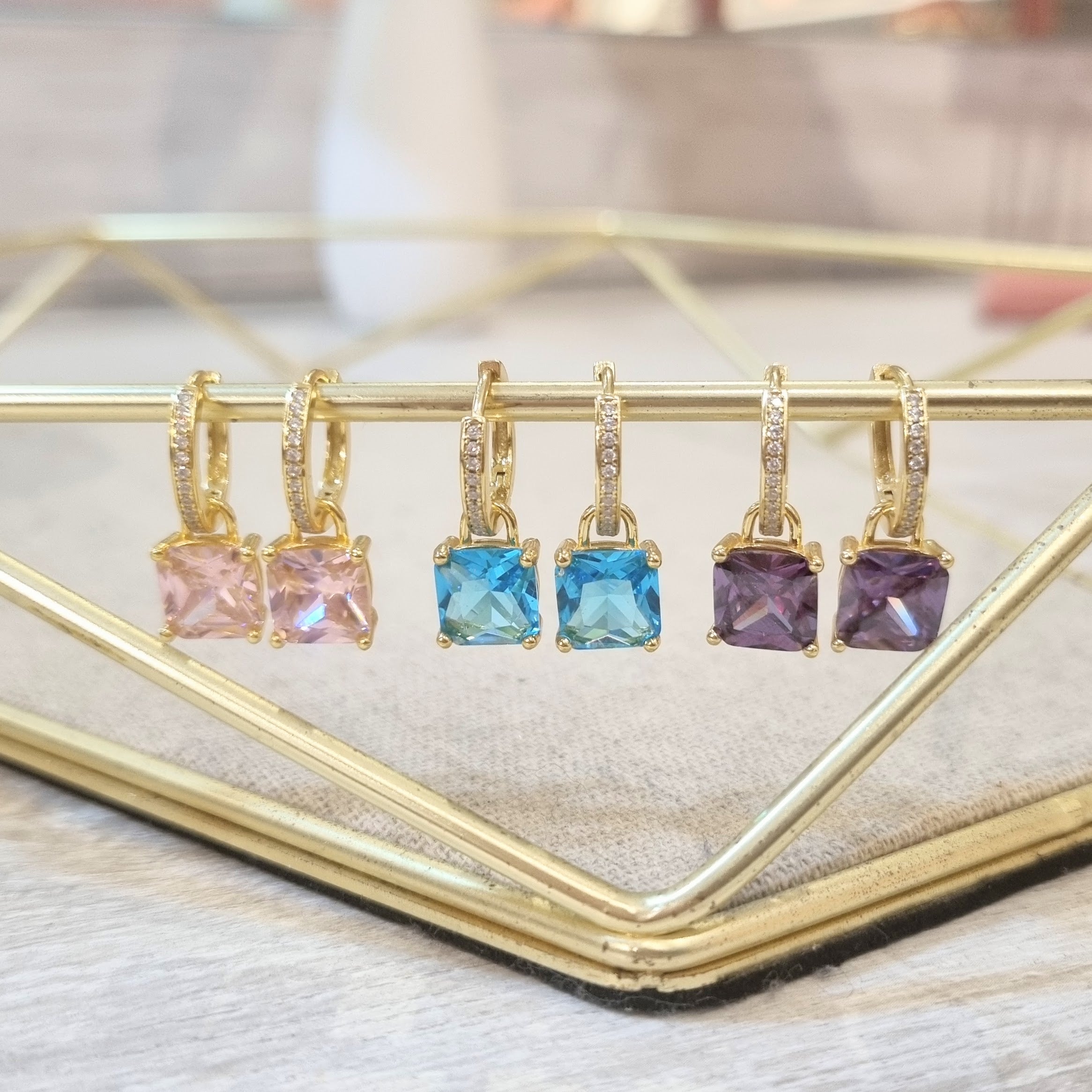 Huggies Plata 925 con Chapa de Oro Colores