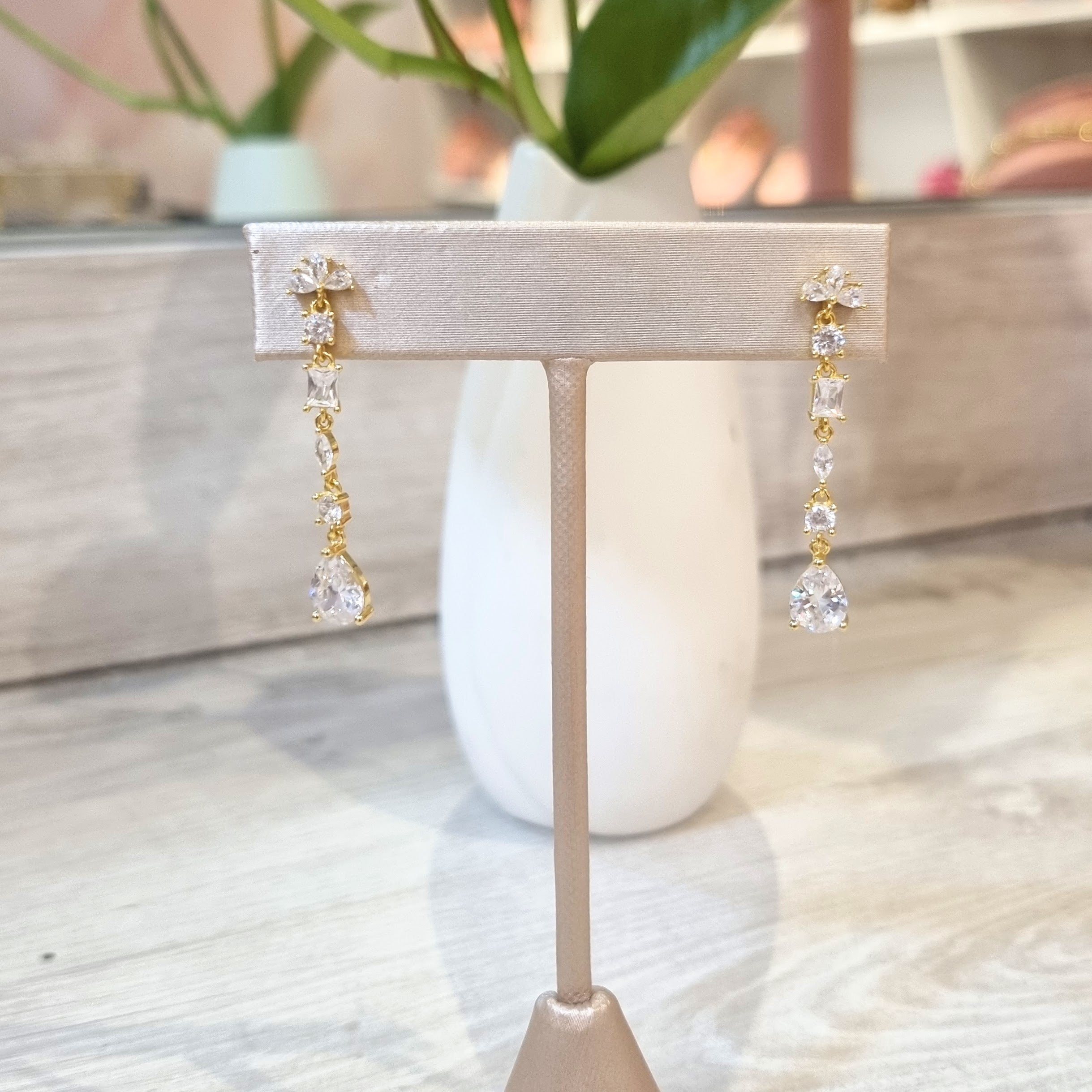 Aretes Plata 925 con Chapa de Oro Transparentes