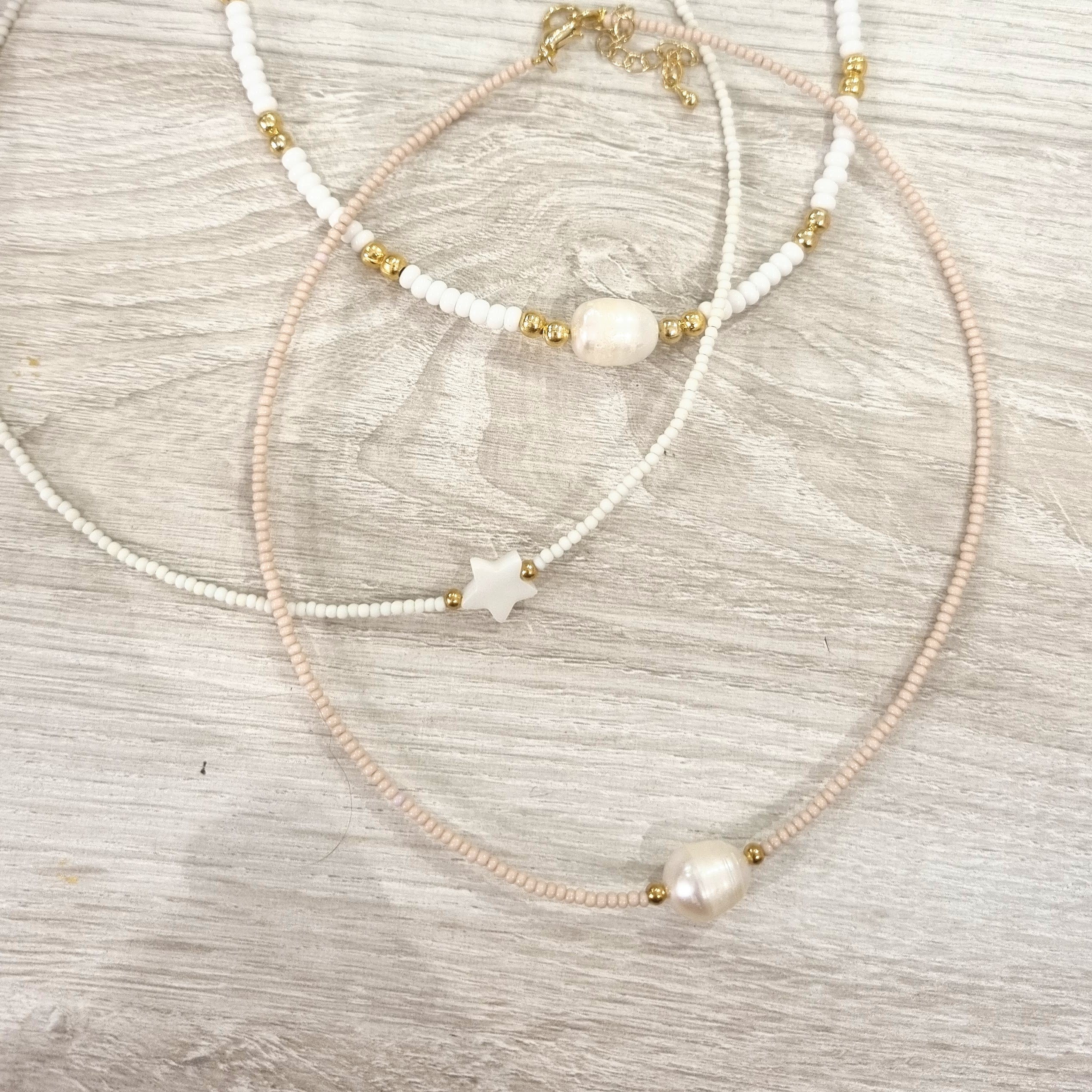 Collar Acero Inoxidable con Perlas