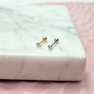 Aretes Plata 925 Solitario Mediano