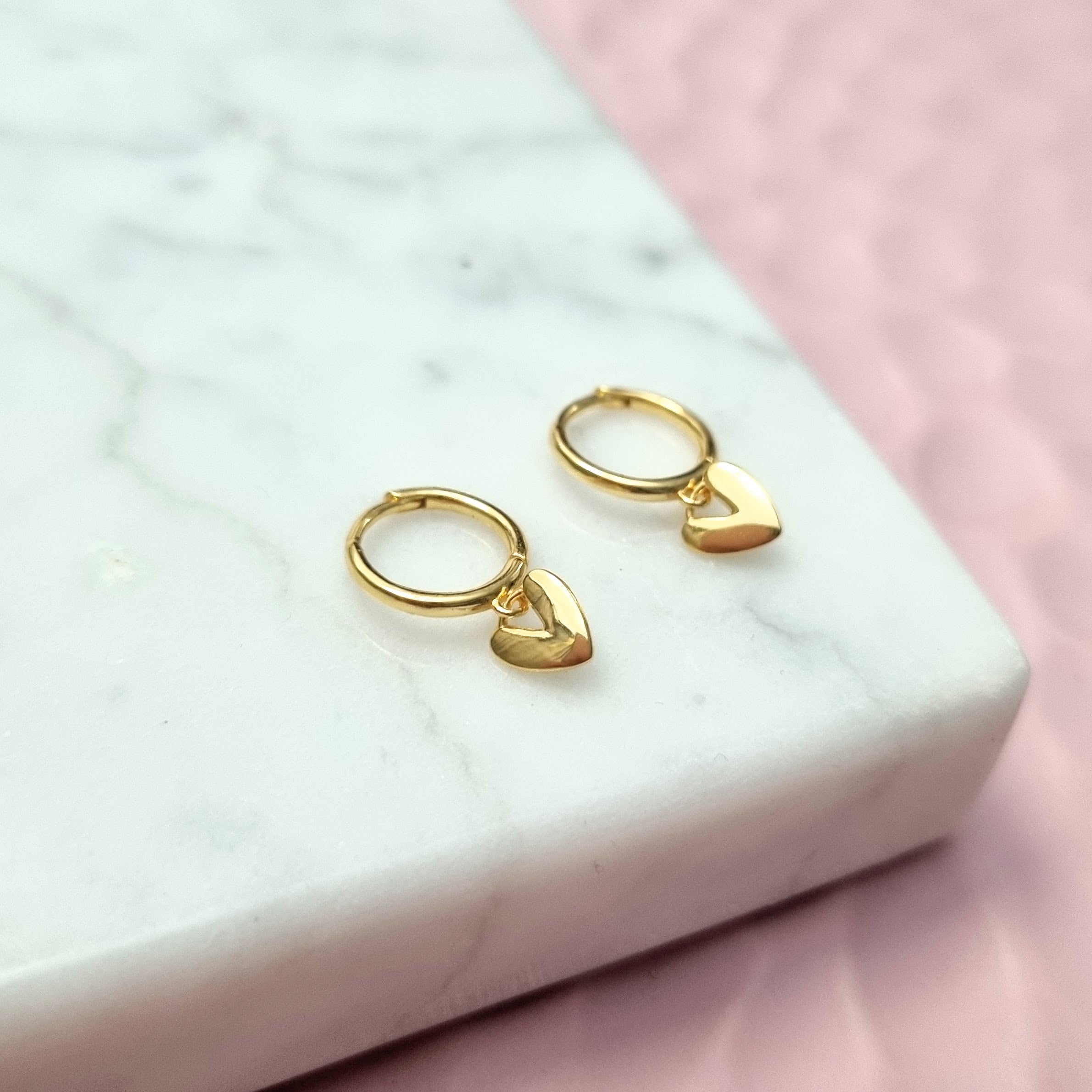 Huggies Plata 925 con Chapa de Oro Corazon