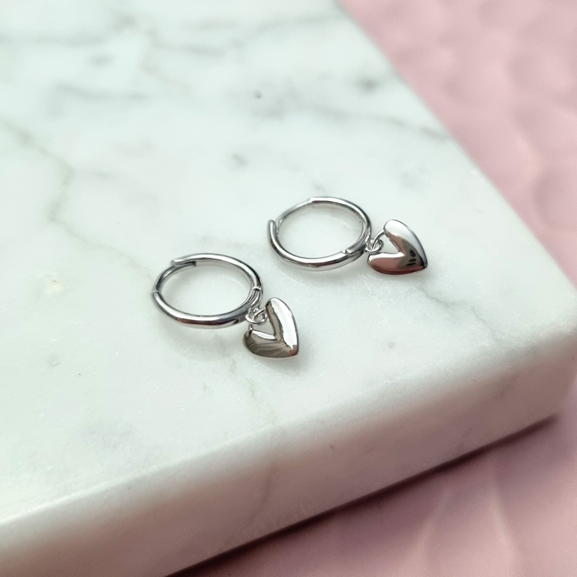 Huggies Plata 925 con Chapa de Oro Corazon