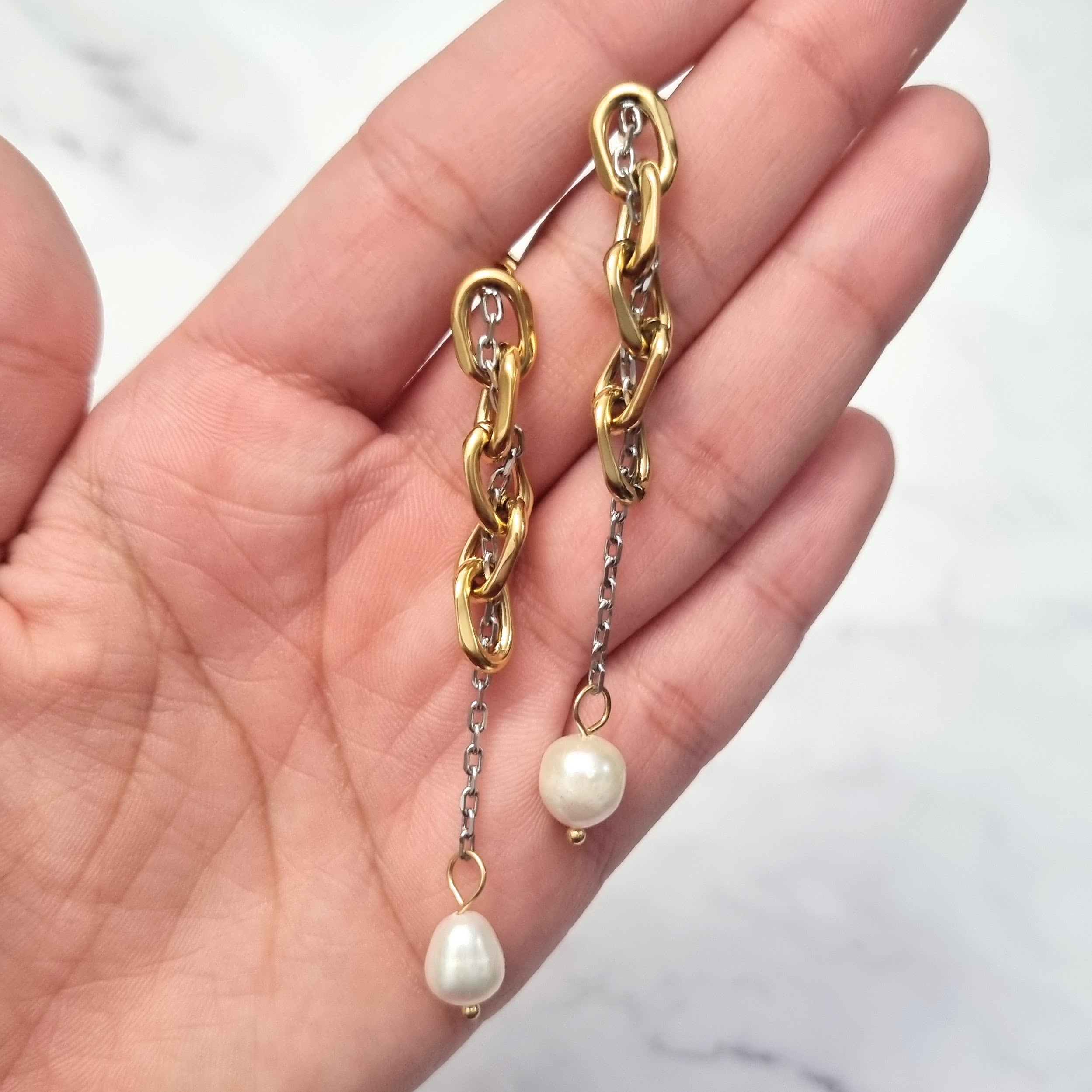 Aretes Acero Inoxidable Bicolor