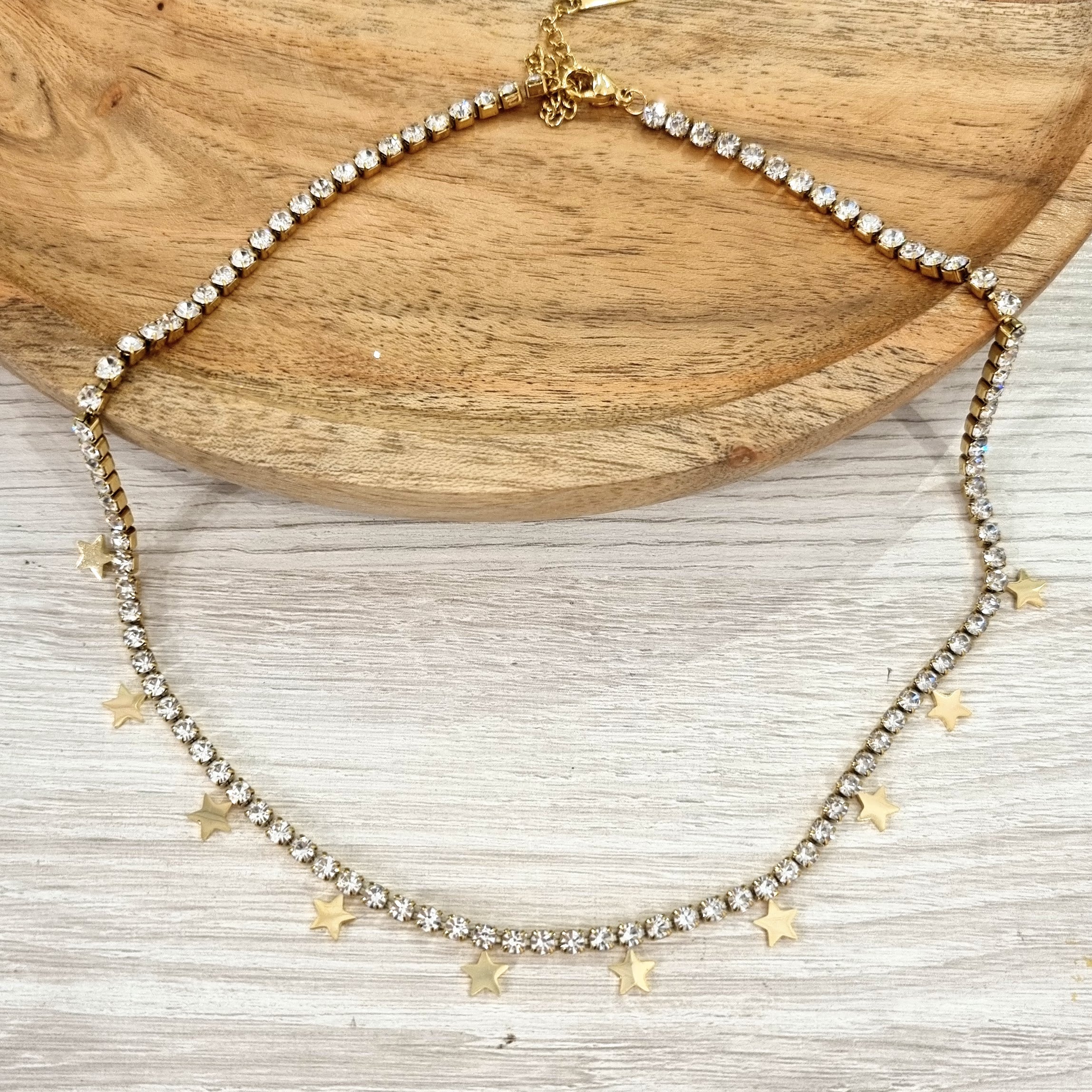 Collar Acero Inoxidable Dorado Estrellas