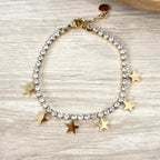 Pulsera Acero Inoxidable Dorada Estrellas