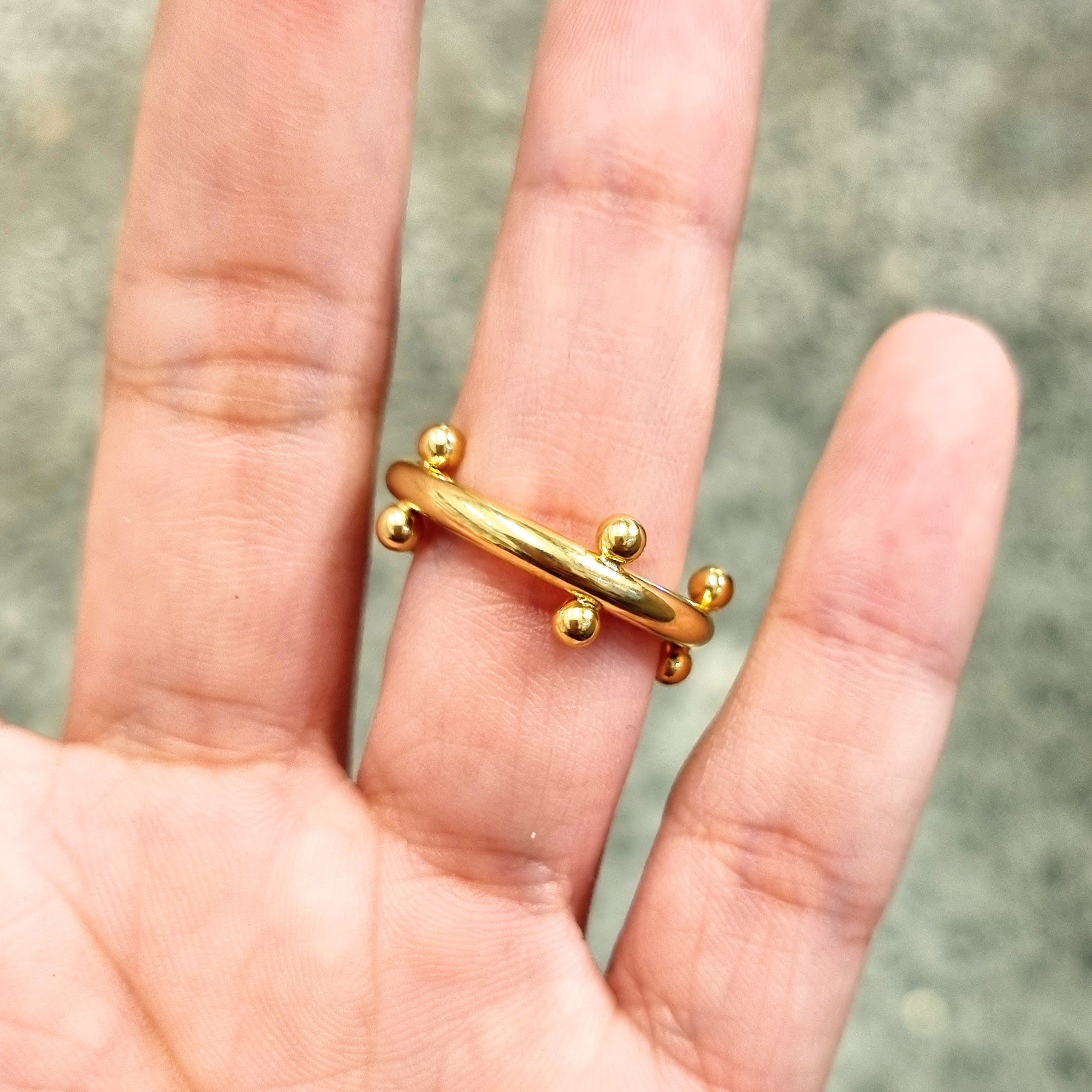 Anillo Acero Inoxidable Bolitas