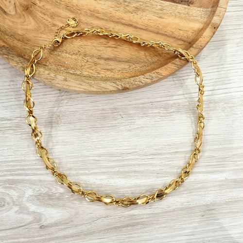 Collar Acero Inoxidable Chapado en Oro Cadena Doble Plana
