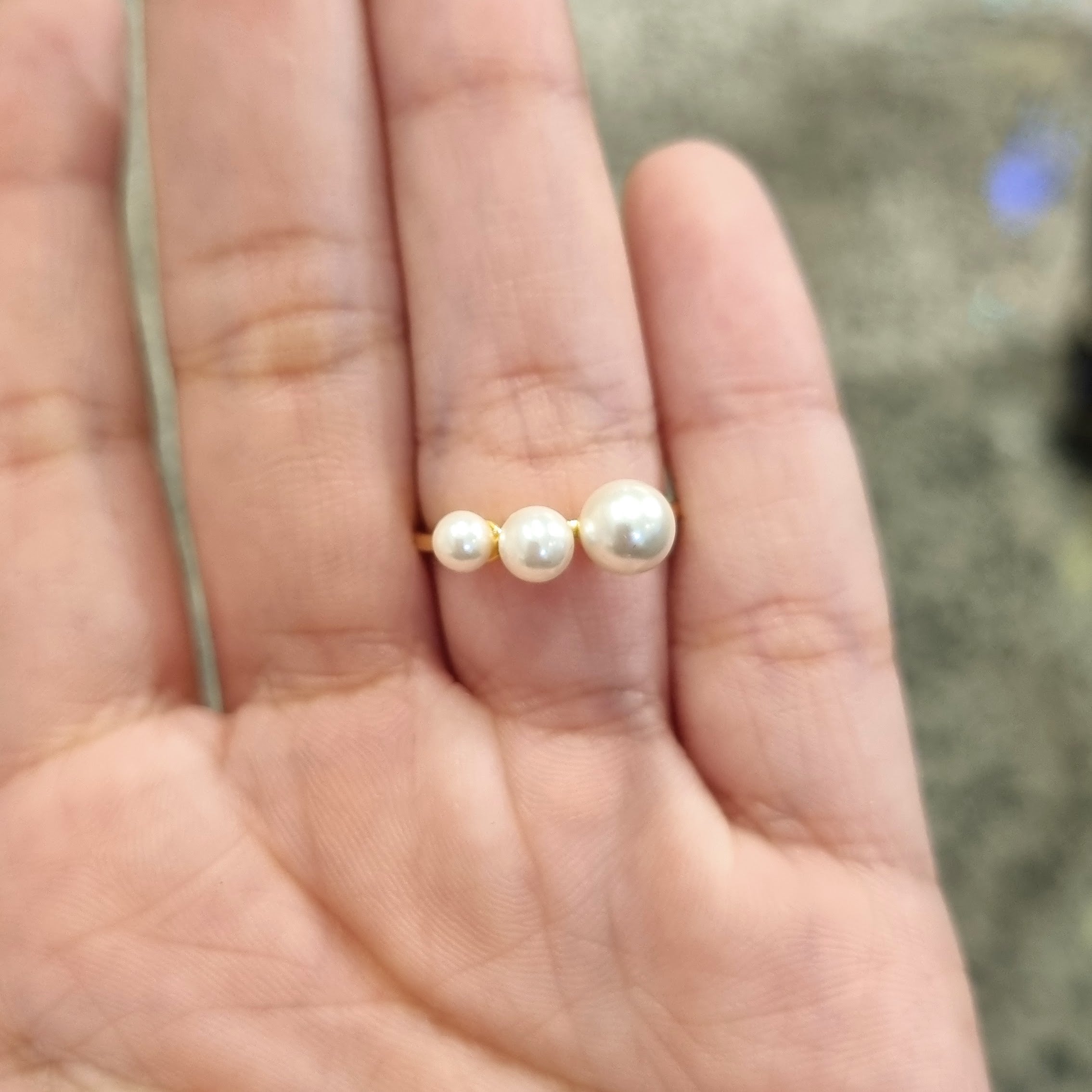 Anillo Plata 925 con Chapa de Oro 3 Perlas