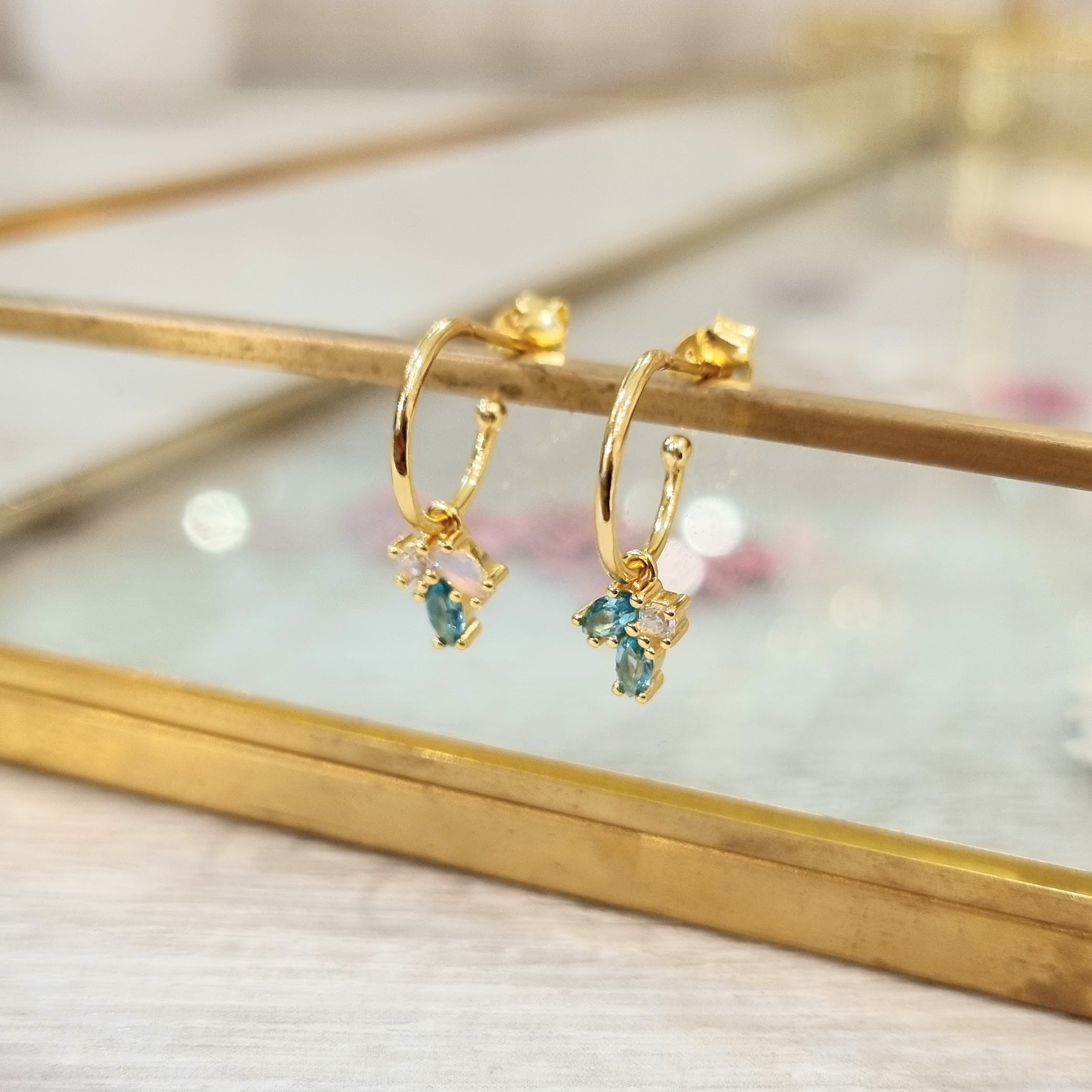 Aretes Plata 925 con Chapa de Oro Colgante