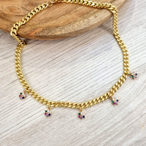 Collar Chapa de Oro Florecitas