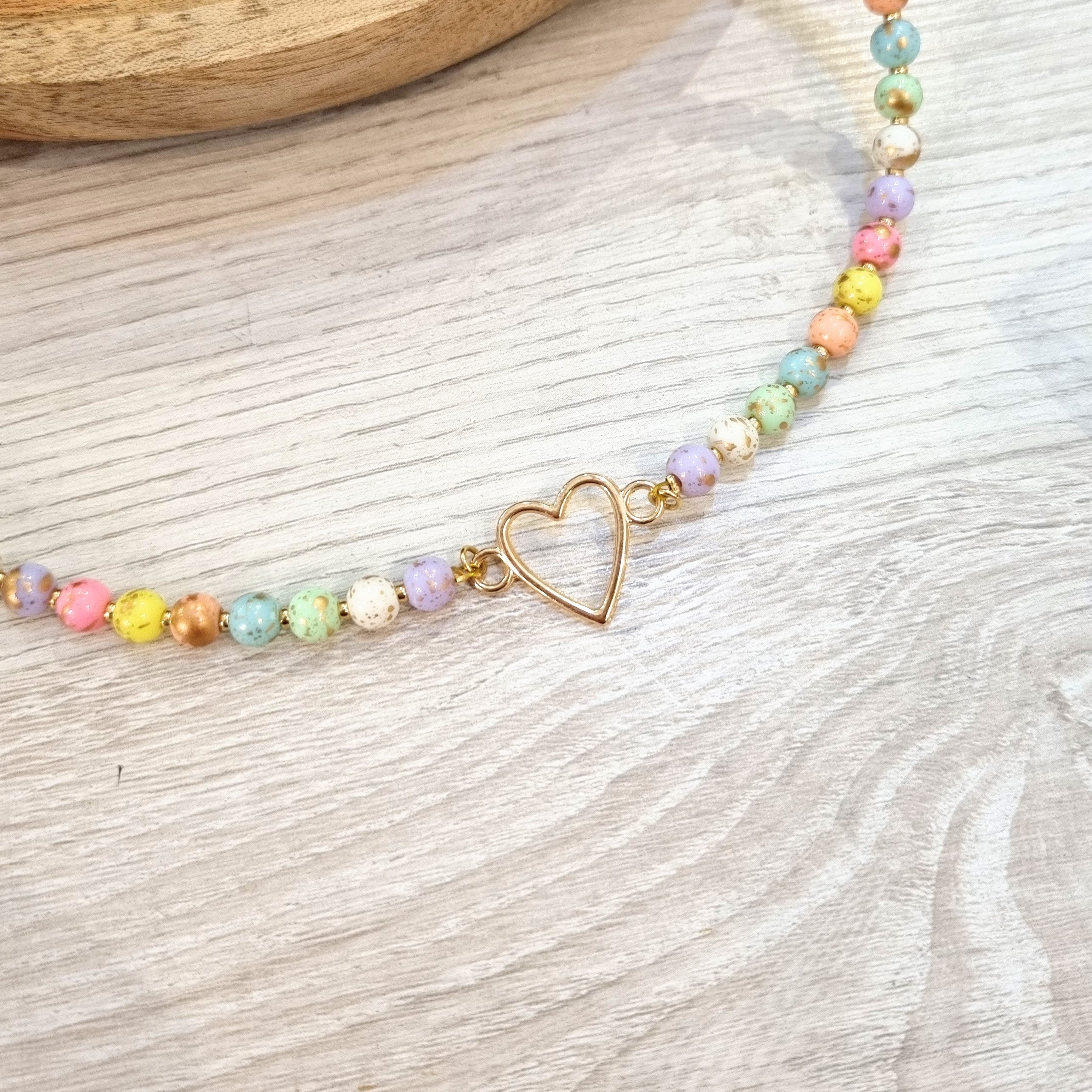 Collar Chapa de Oro Corazon Colores