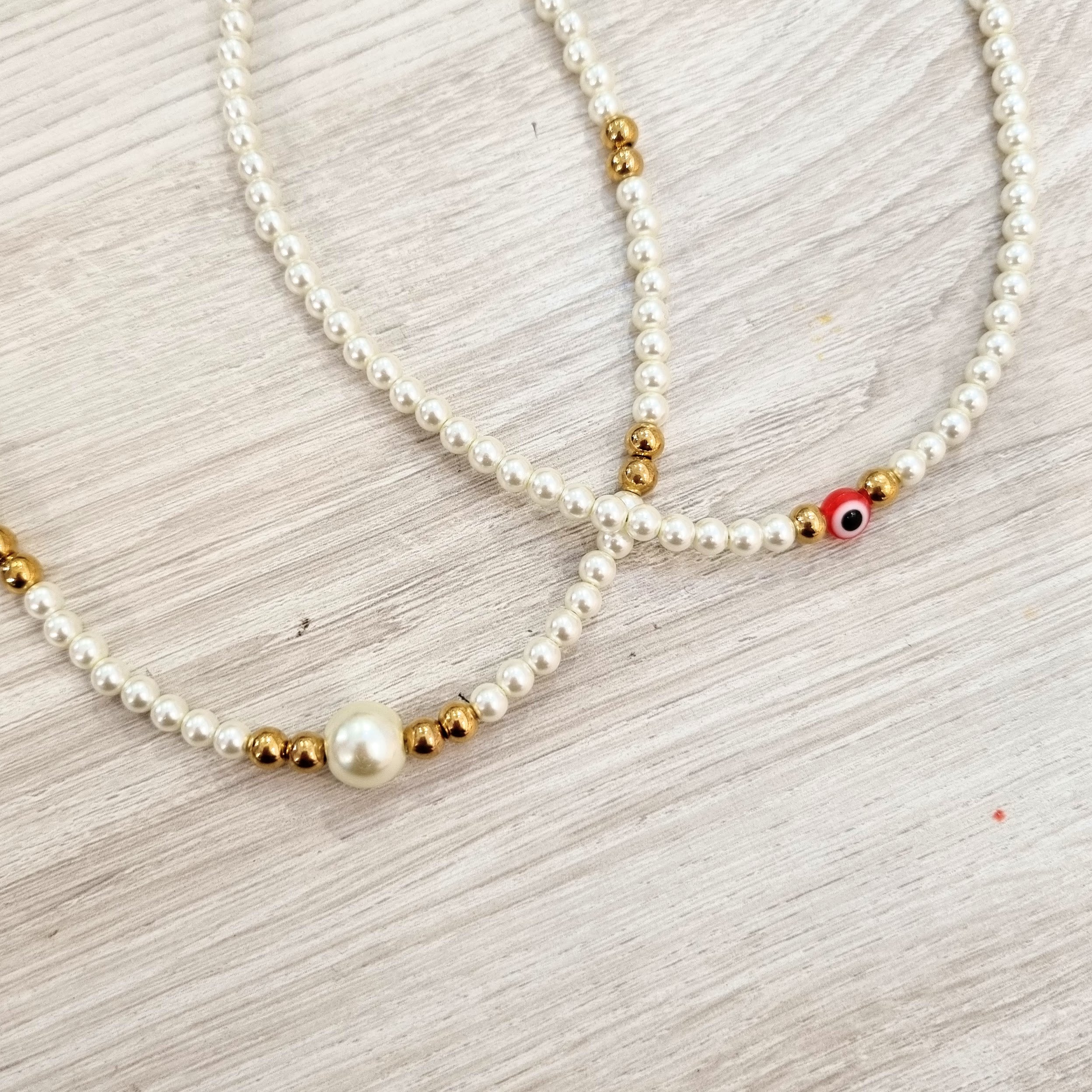 Collar Perla Cristal con Acero Inoxidable