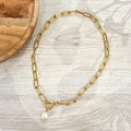 Collar Acero Inoxidable Broche y Perla