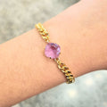 Pulsera Chapa de Oro con Cristal Morado