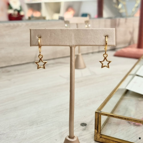 Aretes Chapa de Oro Estrellas