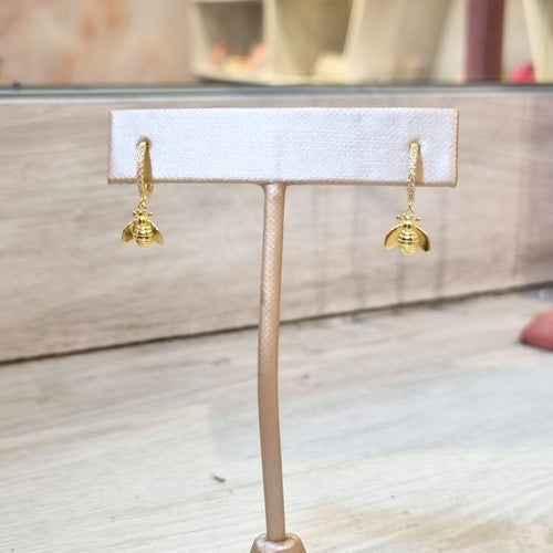 Aretes Plata 925 con Chapa de Oro Abejita