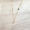 Collar Plata 925 con Chapa de Oro Estrellas Perla y Crist Negro