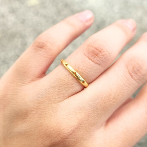 Anillo Plata 925 con Chapa de Oro Estrellitas
