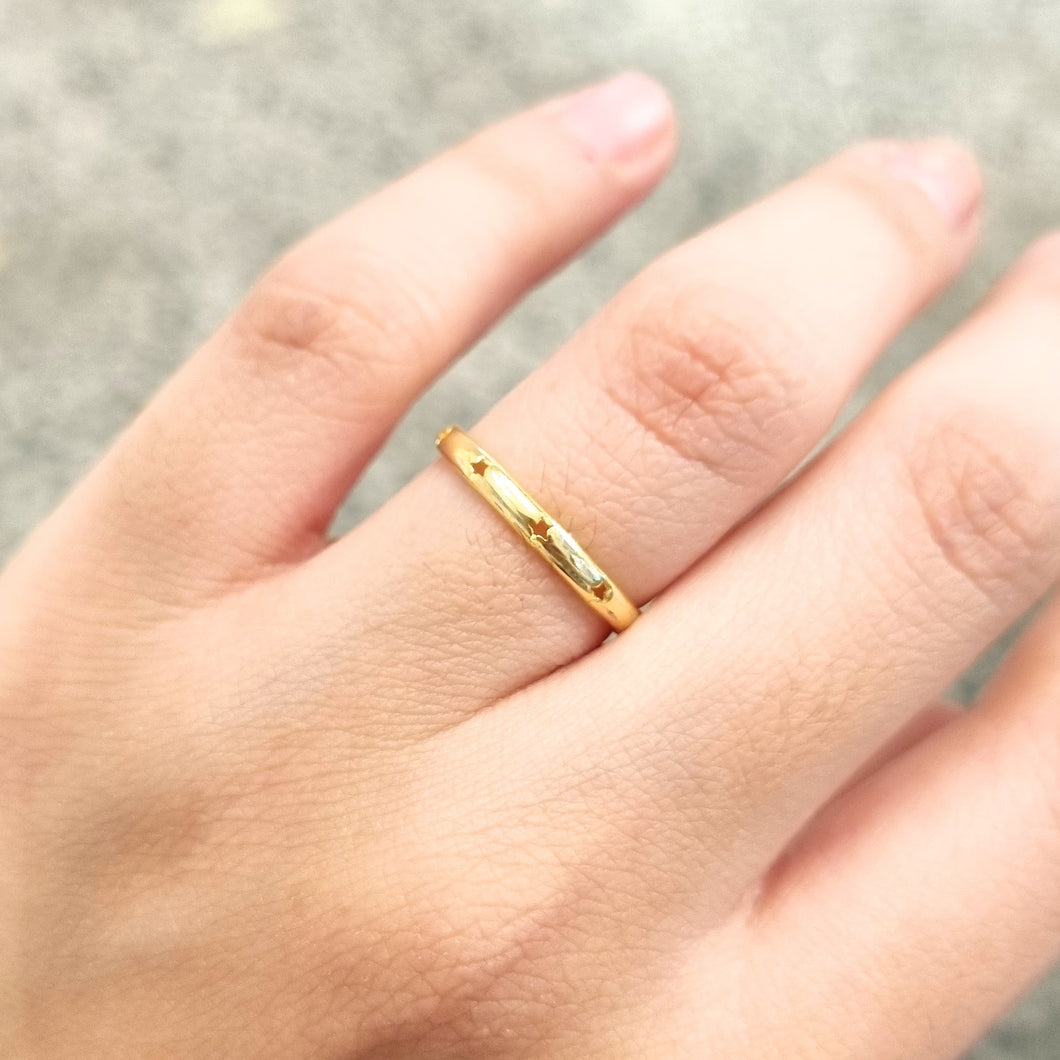 Anillo Plata 925 con Chapa de Oro Estrellitas