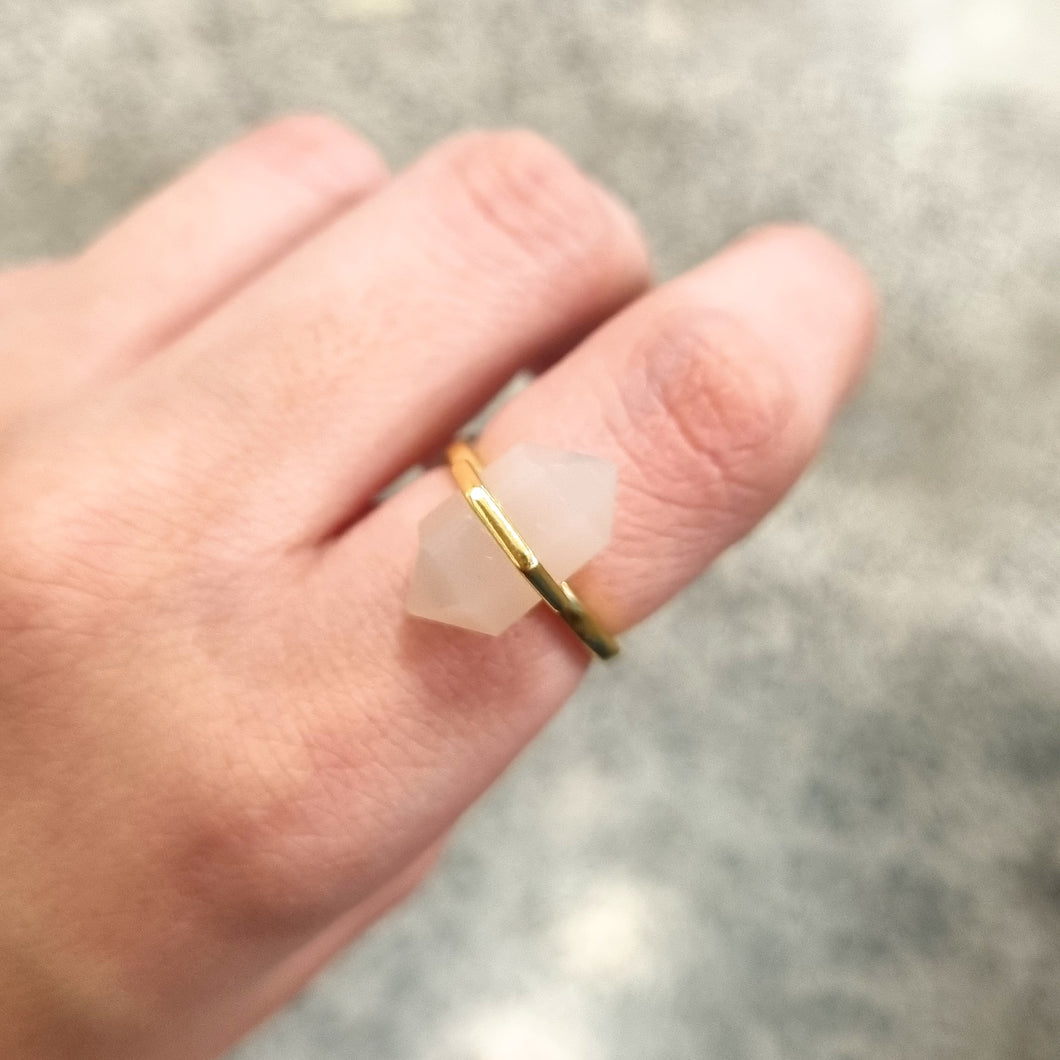 Anillo Plata 925 Chapa de Oro Cuarzo Rosa #6