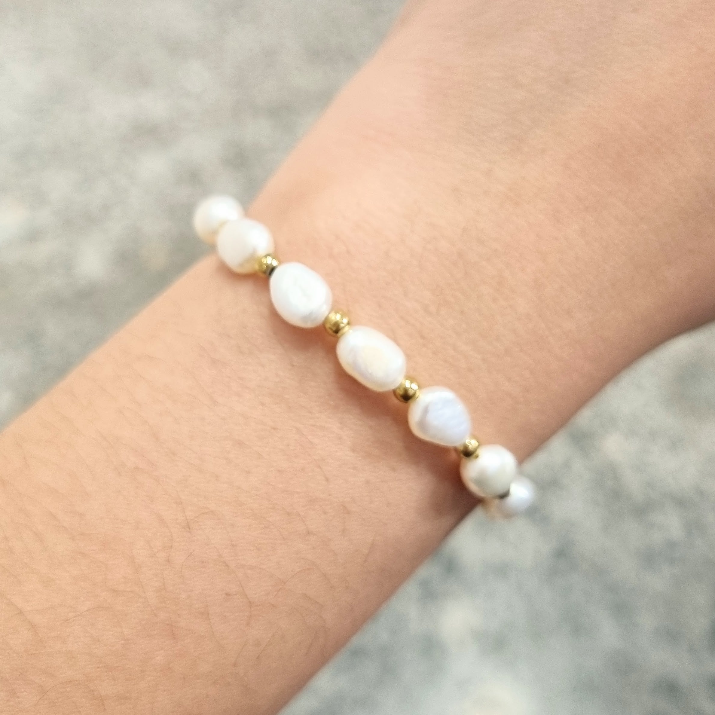 Pulsera Acero Inoxidable Ajustable Perlas