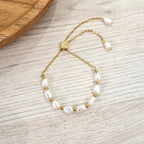 Pulsera Acero Inoxidable Ajustable Perlas