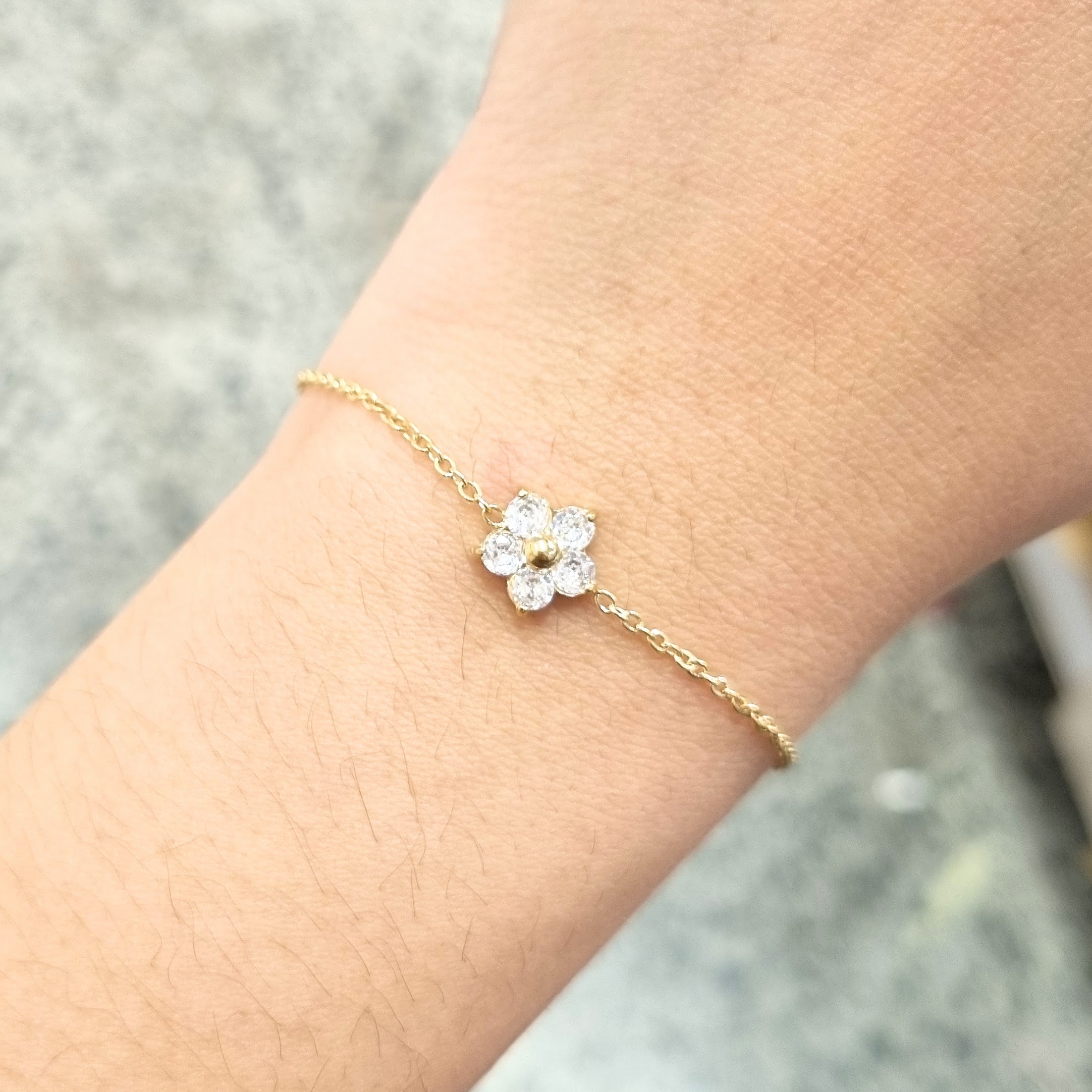 Pulsera Acero Inoxidable Flor Transparente