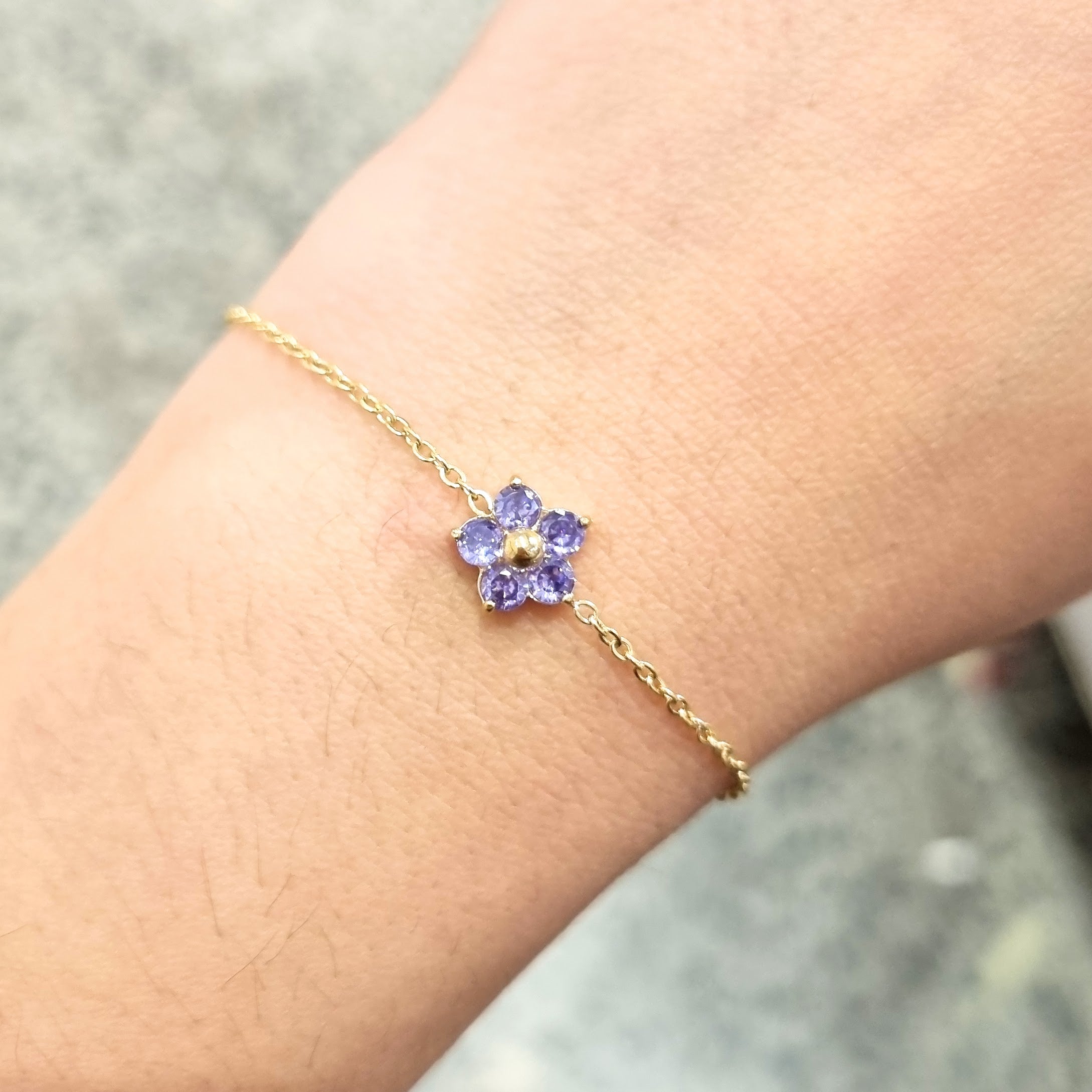 Pulsera Acero Inoxidable Flor Lila