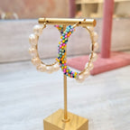 Arracadas Chapa de Oro con Chaquita y Perlas