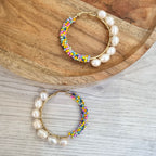 Arracadas Chapa de Oro con Chaquita y Perlas