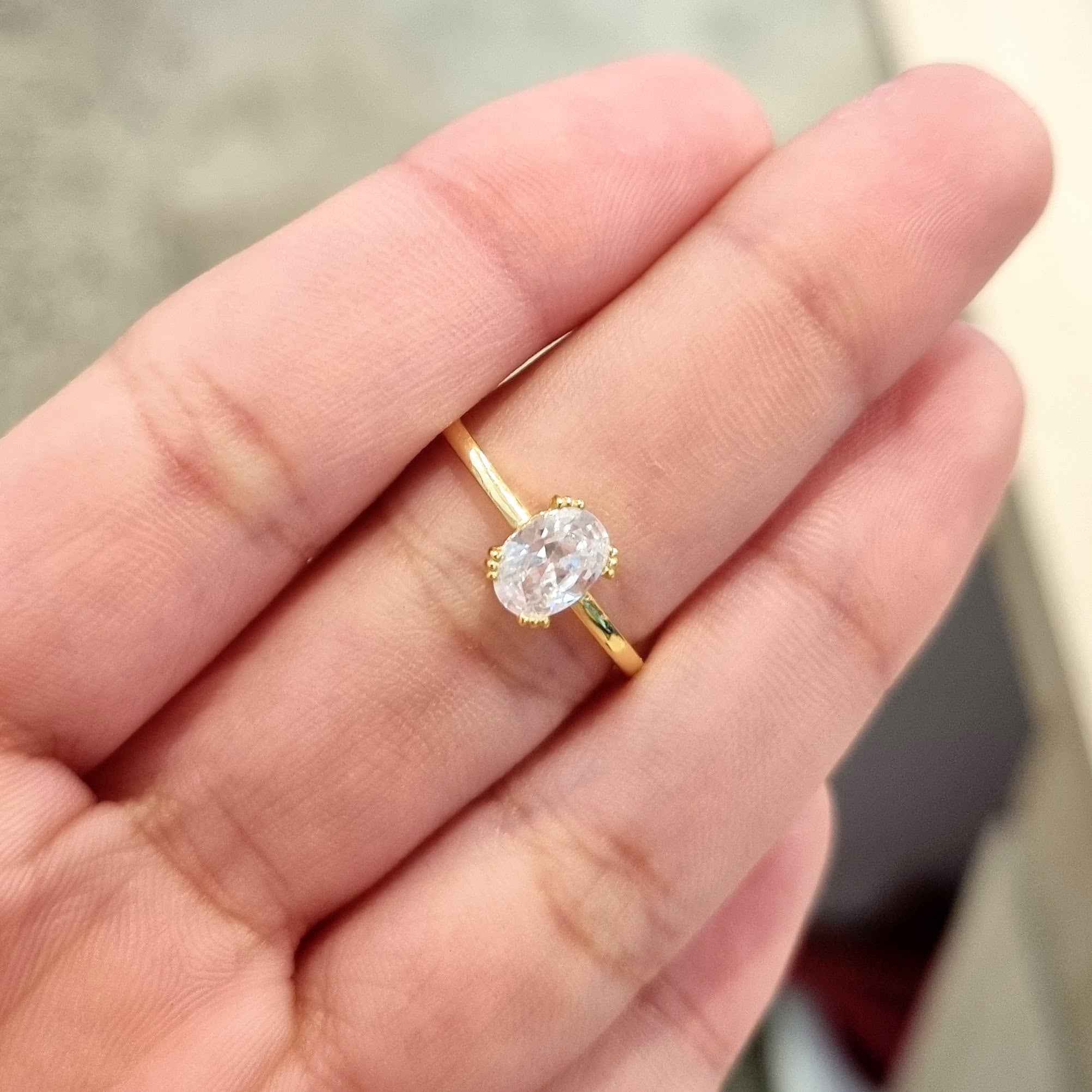 Anillo Plata 925 con Chapa de Oro Solitario Ovalo