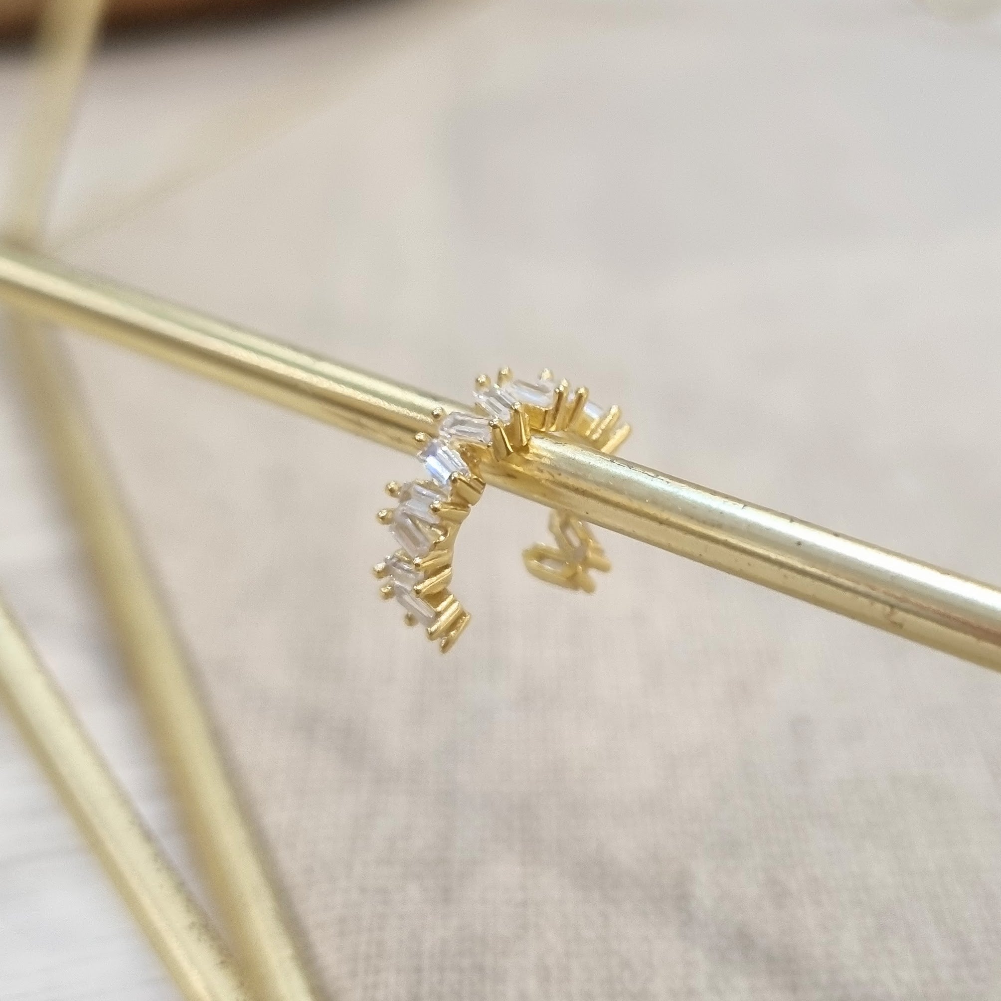 Earcuff Plata 925 con Chapa de Oro Baguettes