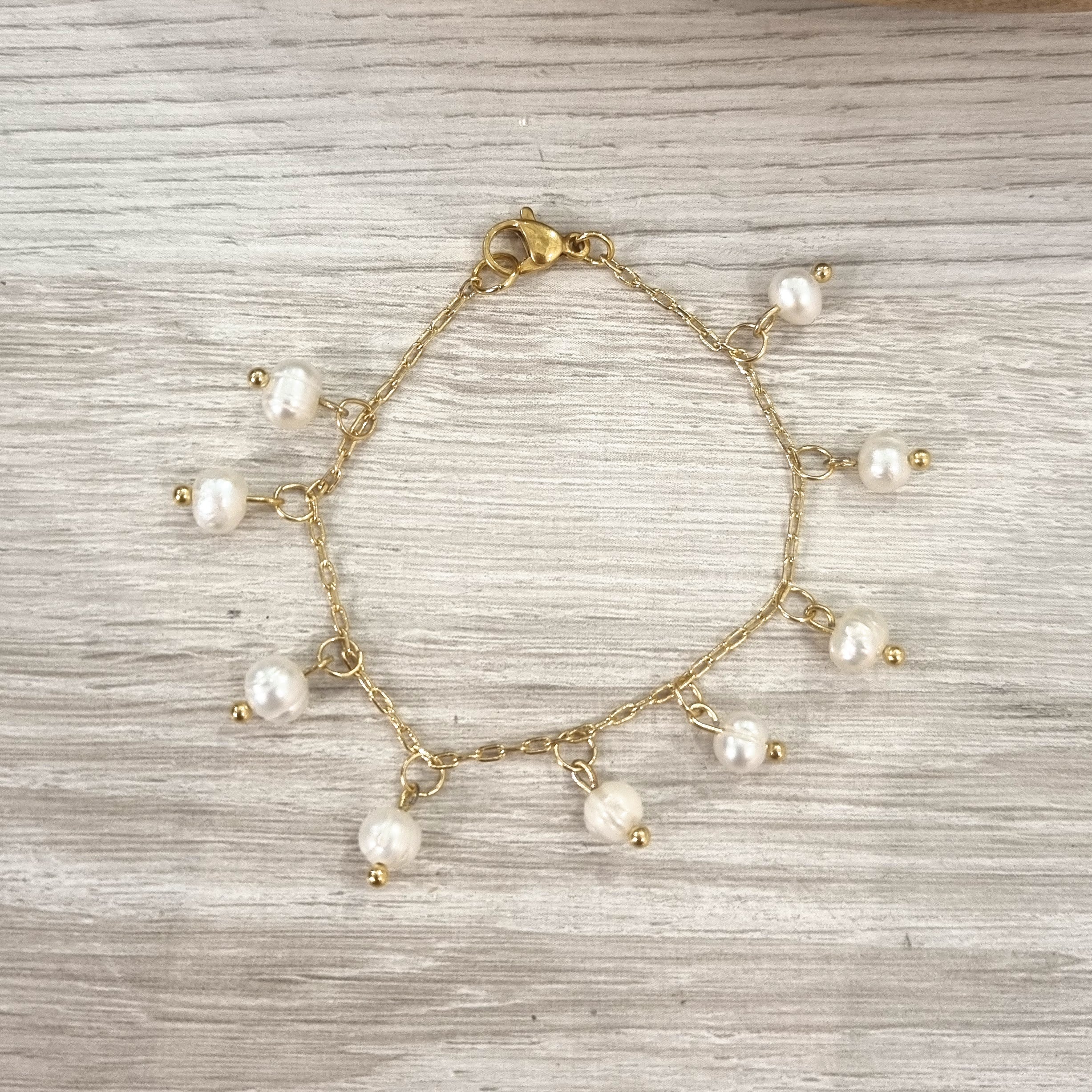 Pulsera Acero Inoxidable con Perlas