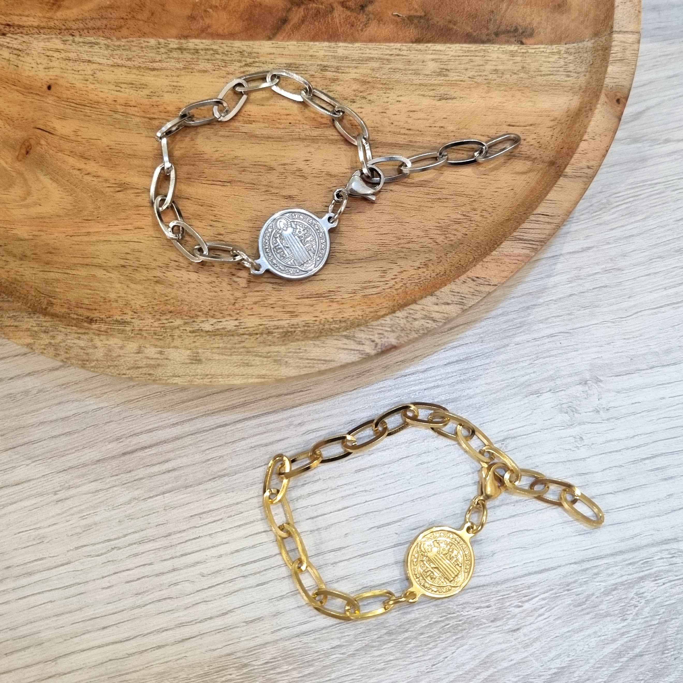 Pulsera Acero Inoxidable San Benito Eslabon