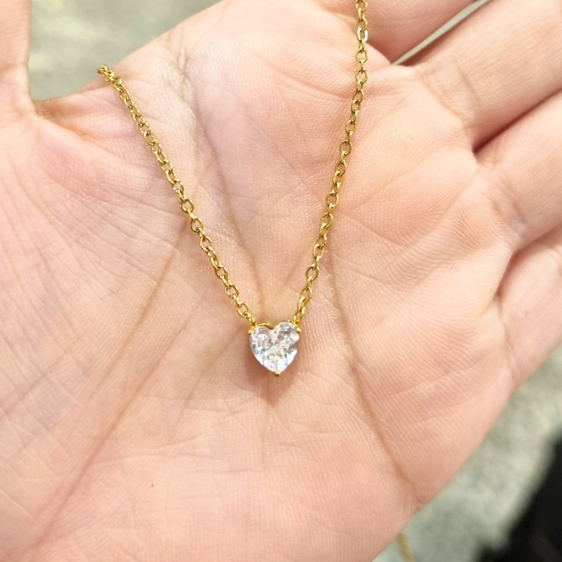 Collar Acero Inoxidable Corazon de Zirconia