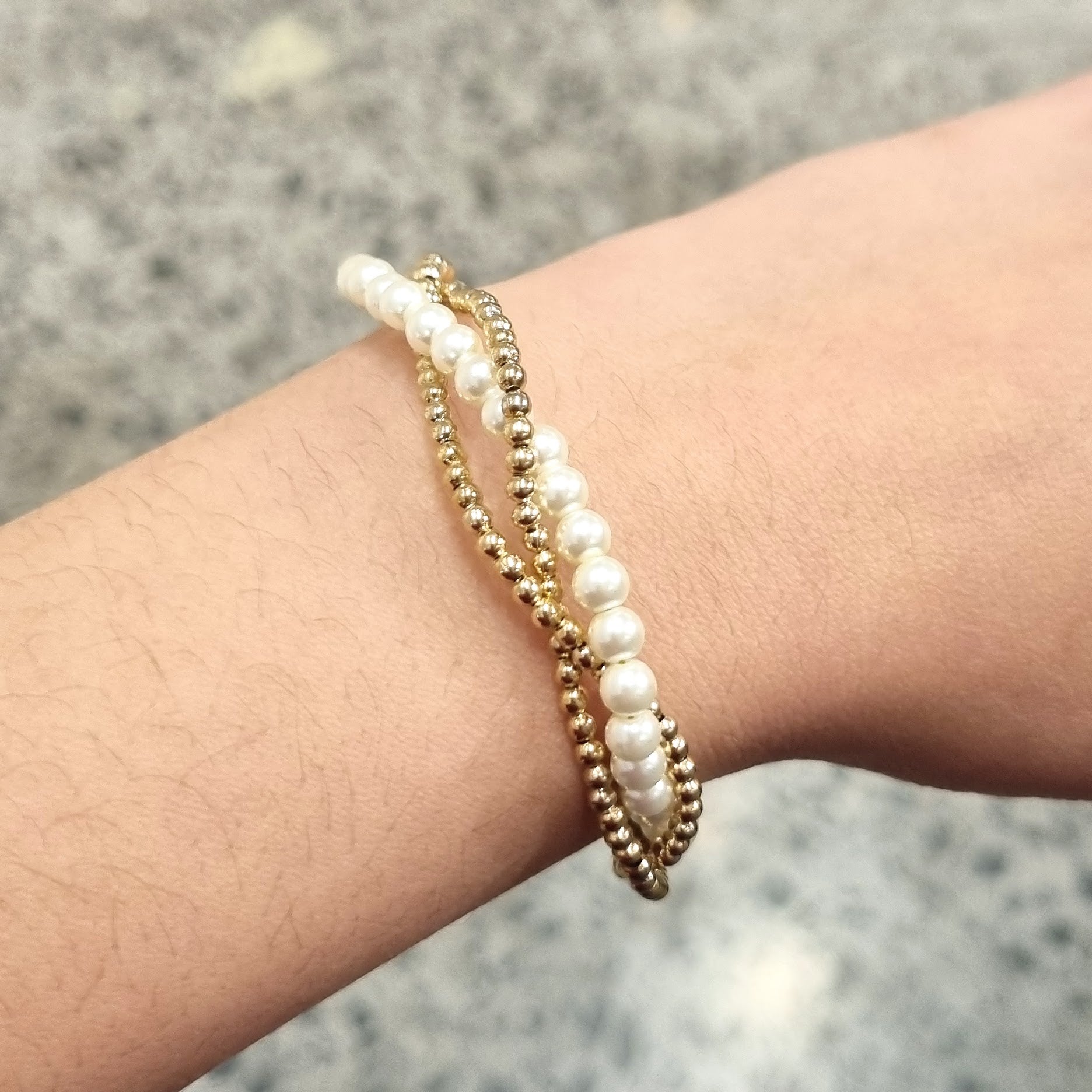 Pulsera Acero Inoxidable con Perlas Trenzada