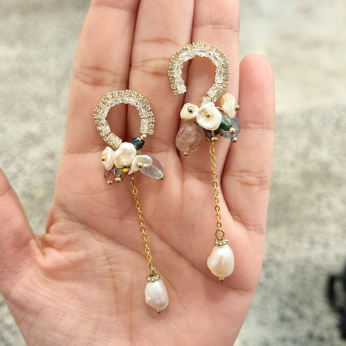 Aretes Chapa de Oro con Piedras