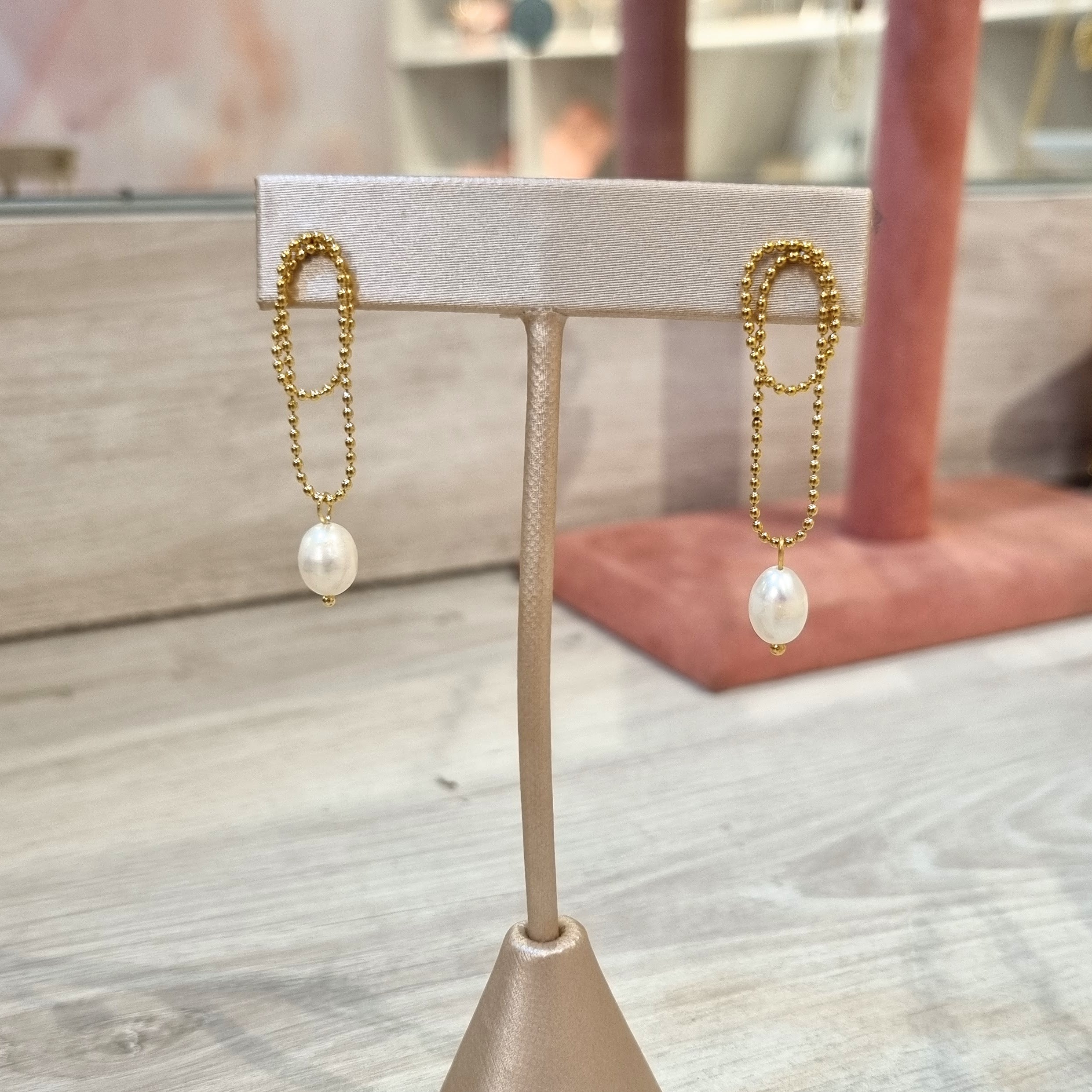 Aretes Acero Inoxidable Bolitas con Perlas