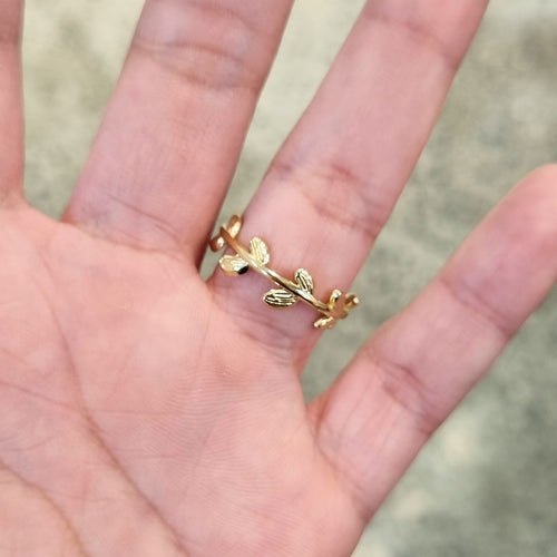 Anillo Acero Inoxidable Hojitas