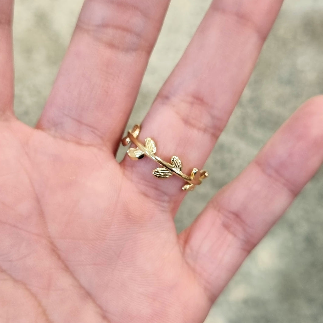 Anillo Acero Inoxidable Hojitas