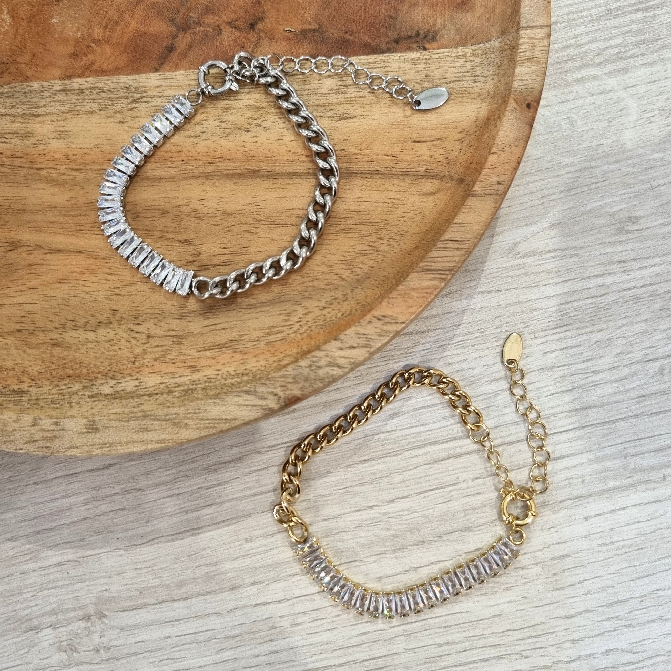 Pulsera Acero Inoxidable Bagguette con Eslabon