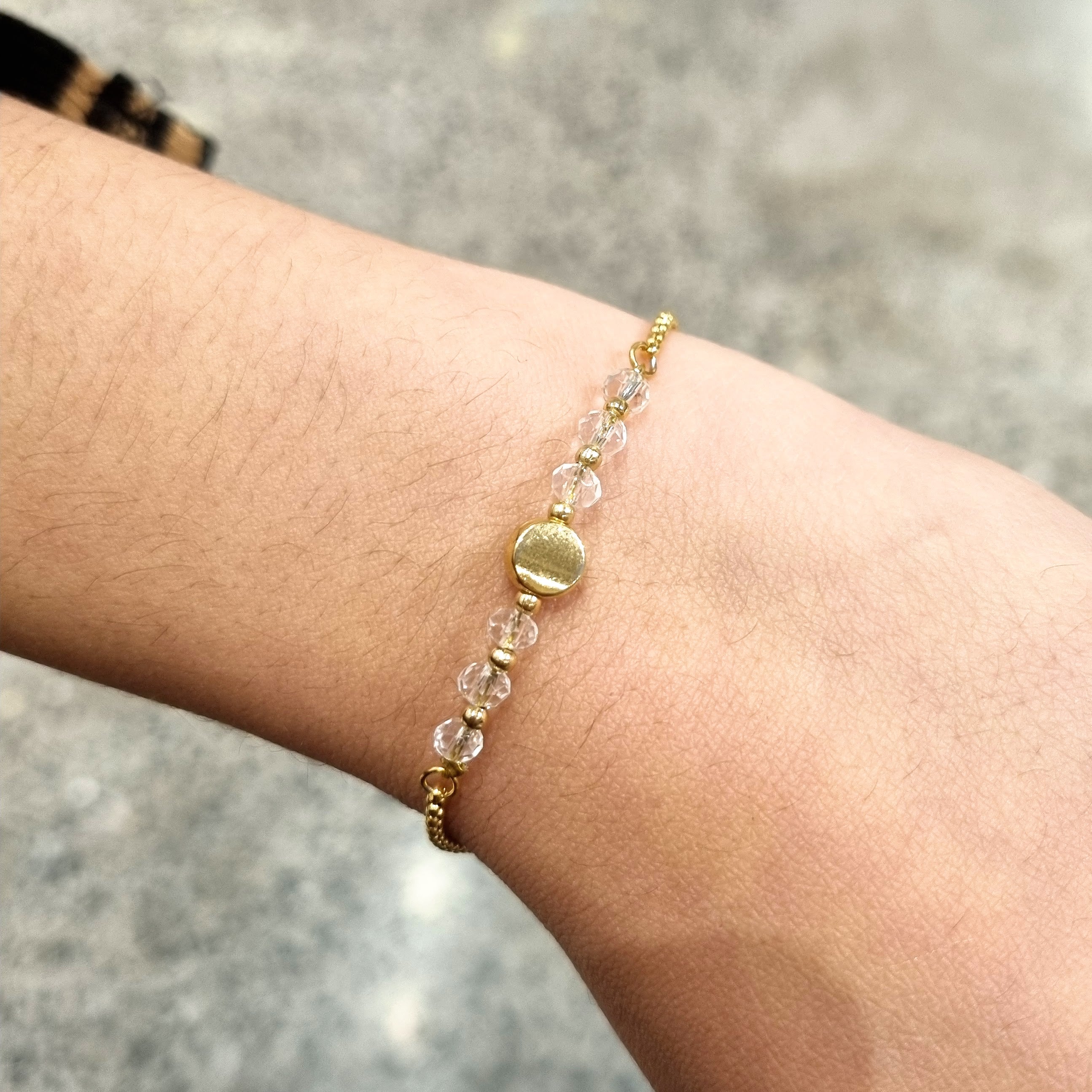 Pulsera Acero Inoxidable Circulo y Cristales